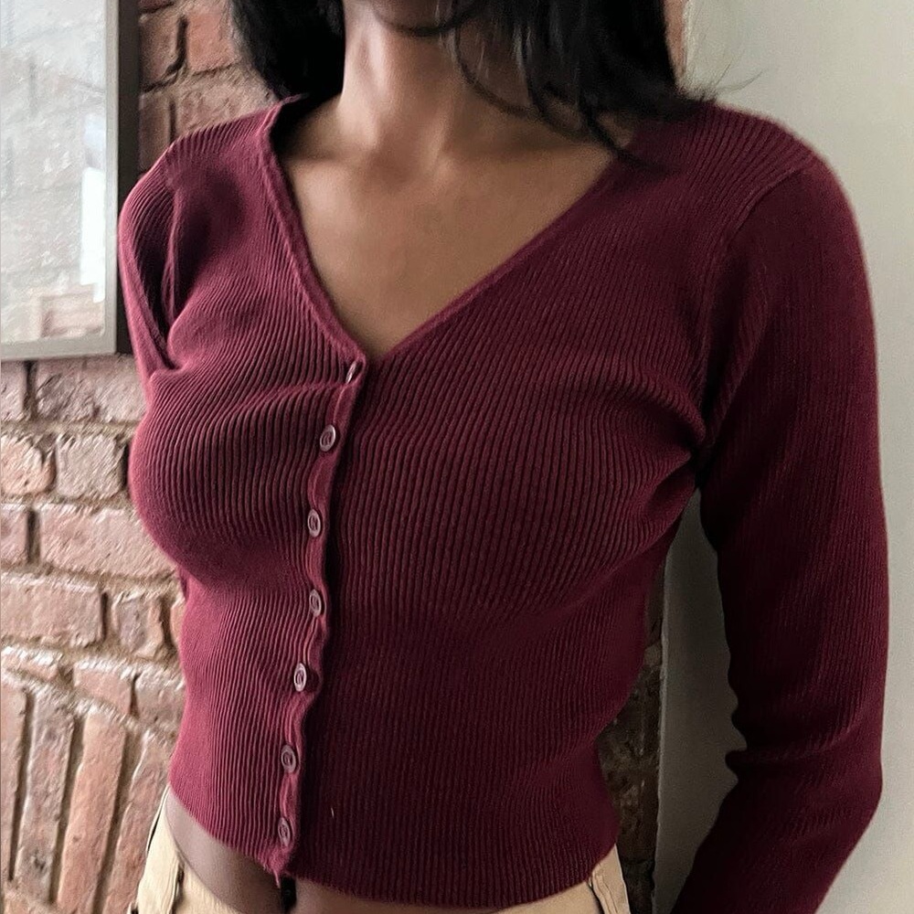 SOLD — Brandy Melville Burgundy Collin Cardigan